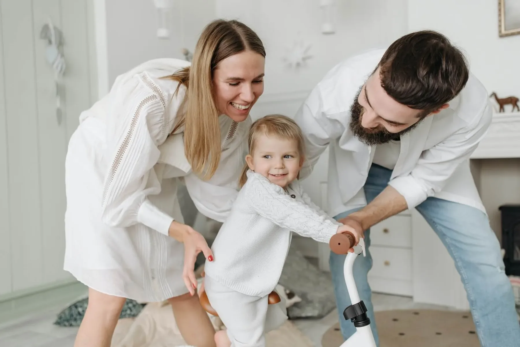 A family relaxing at home